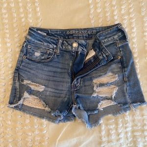 Ripped High-Rise Jean Shorts